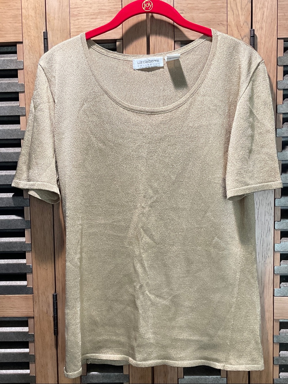 Liz Claiborne Shimmering Champagne Short Sleeve Top